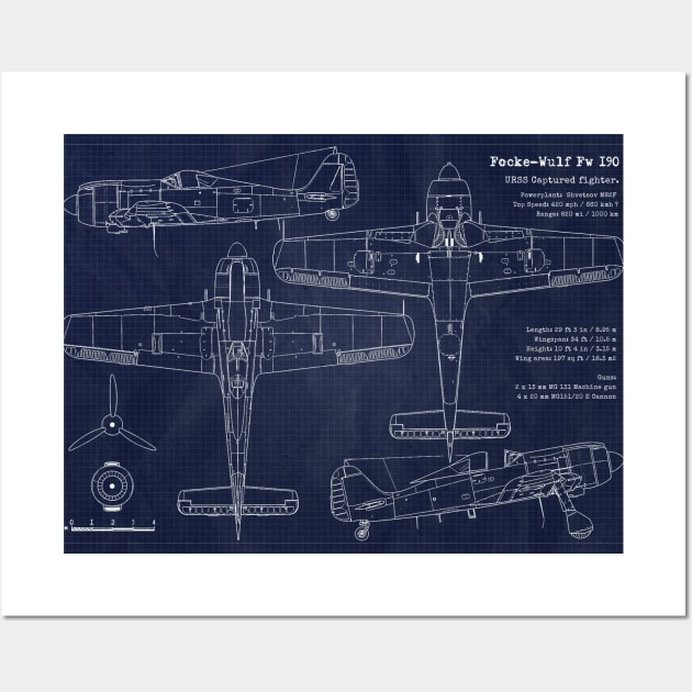 Blueprint Fw190 Wall Art by Aircraft.Lover
